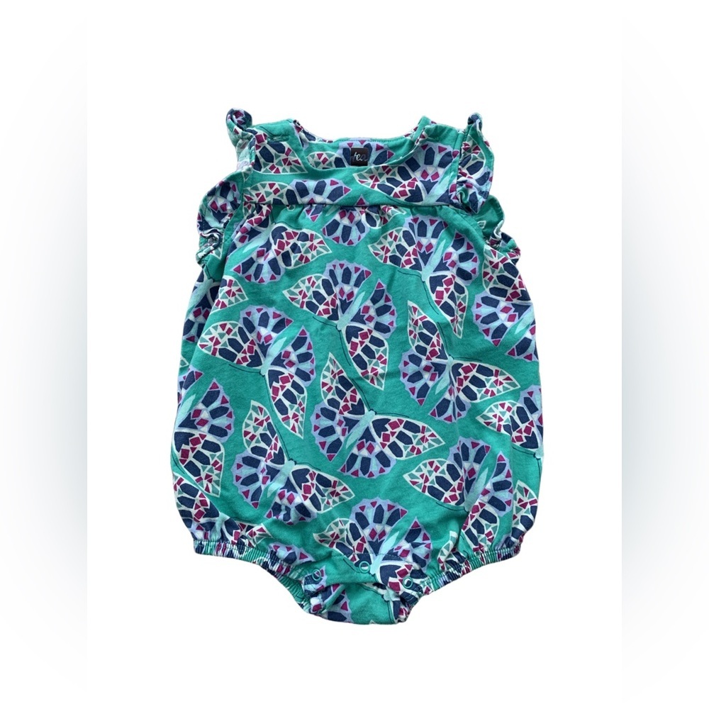 Tea Collection Size 9-12 Months Mosaic Butterfly Ruffle Bubble Romper